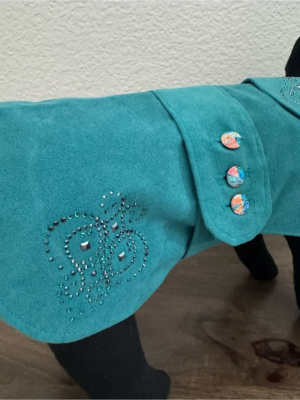 Diamond Dogs Swarovski Crystal Turquoise Blue Dog Coat Jacket